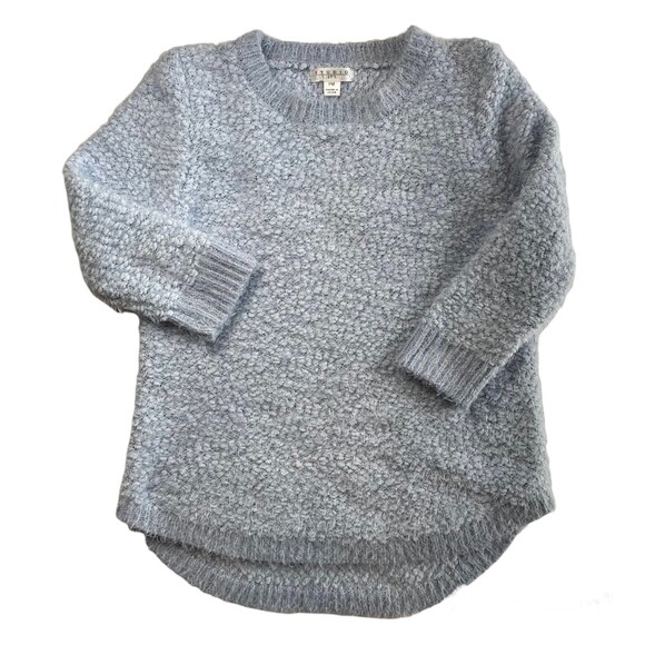 Womens Eyelash Sweater Crew Neck Three-quarter Sleeve Hi-Low Hem - Picture 1 of 7